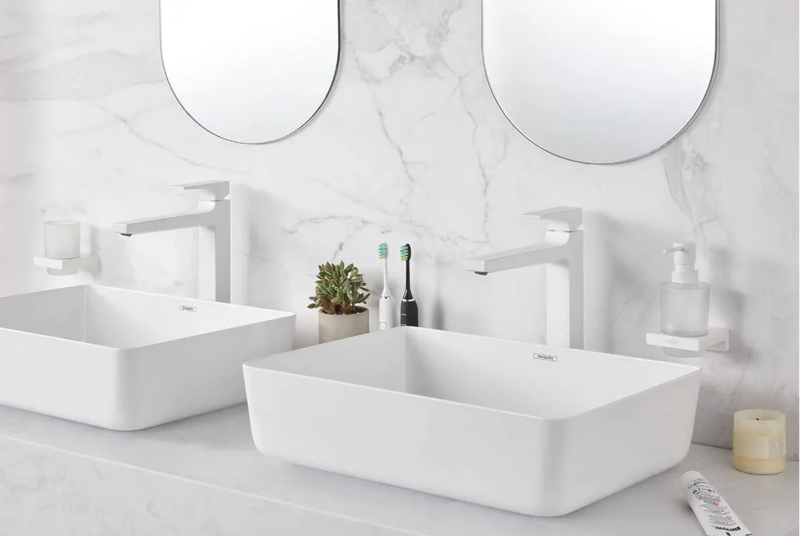 Змішувач для раковини Hansgrohe Metropol 260, одноважiльний, зi зливним клапаном Push-Open, для раковини у формi таза, матовий бiлий Фото - 2