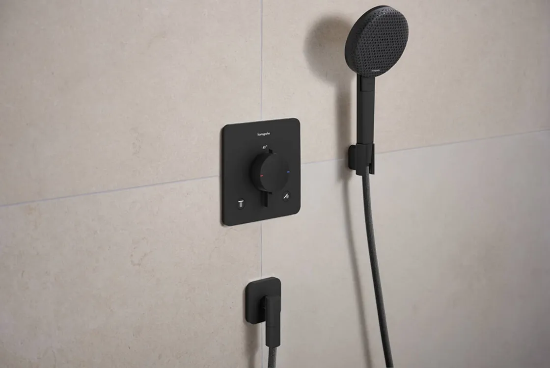 Термостат прихованого монтажу Hansgrohe Ecostat Comfort Q для 2х споживачів, чорний матовий Фото - 1