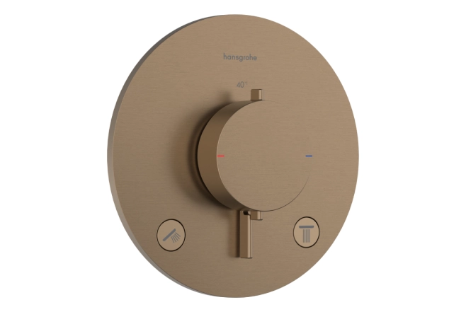 Термостат прихованого монтажу Hansgrohe Ecostat Comfort S для 2х споживачів, шліфованна бронза