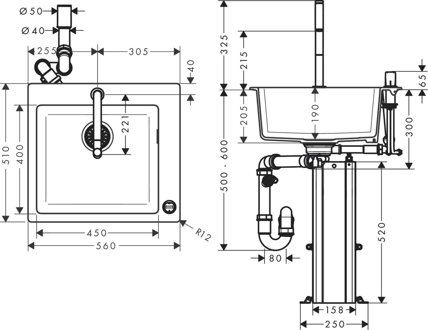 Кухонна мийка кам`яна Hansgrohe C51-F450-06 43217000 Фото - 1