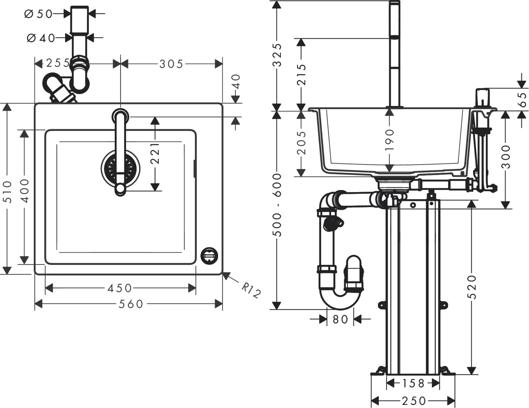 Кухонная мойка каменная Hansgrohe C51-F450-06 43217000 Фото - 1