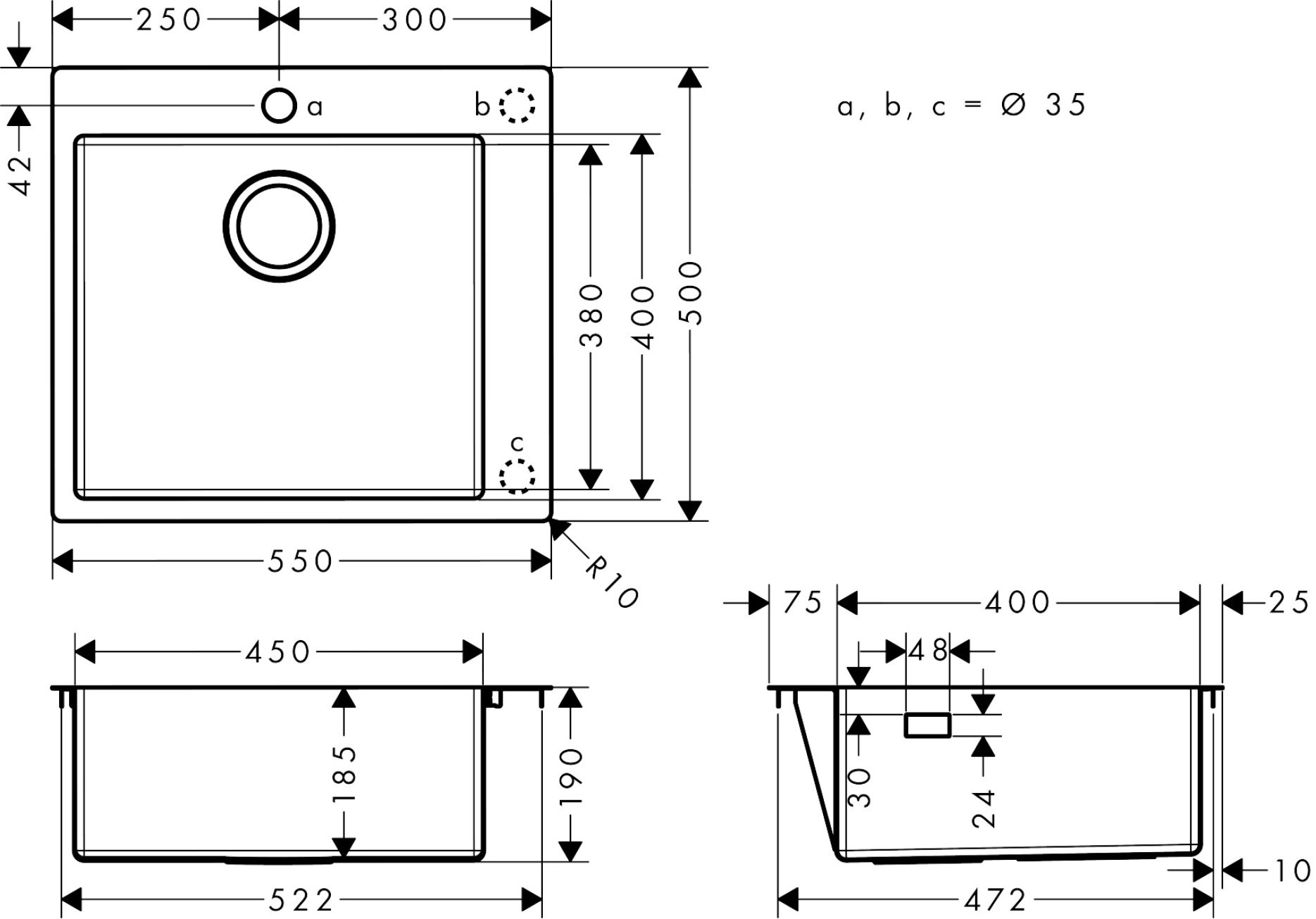 Мойка для кухни Hansgrohe S71 S711-F450 (43301800) Фото - 4