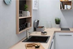 Мойка для кухни Hansgrohe S510-F450, встраиваемая, размеры вырезов: 54*49см, из материала Silicatec, черный графит Фото - 1