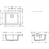 Мийка для кухнi Hansgrohe S510-F450, вбудована,  54*49см, сірий камень Фото - 4
