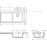 Мийка для кухнi Hansgrohe S510-F450, вбуд. 450, з крилом, чорний графiт Фото - 5