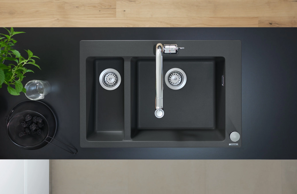 Кухонна мийка кам`яна Hansgrohe 43315170, чорна Фото - 1