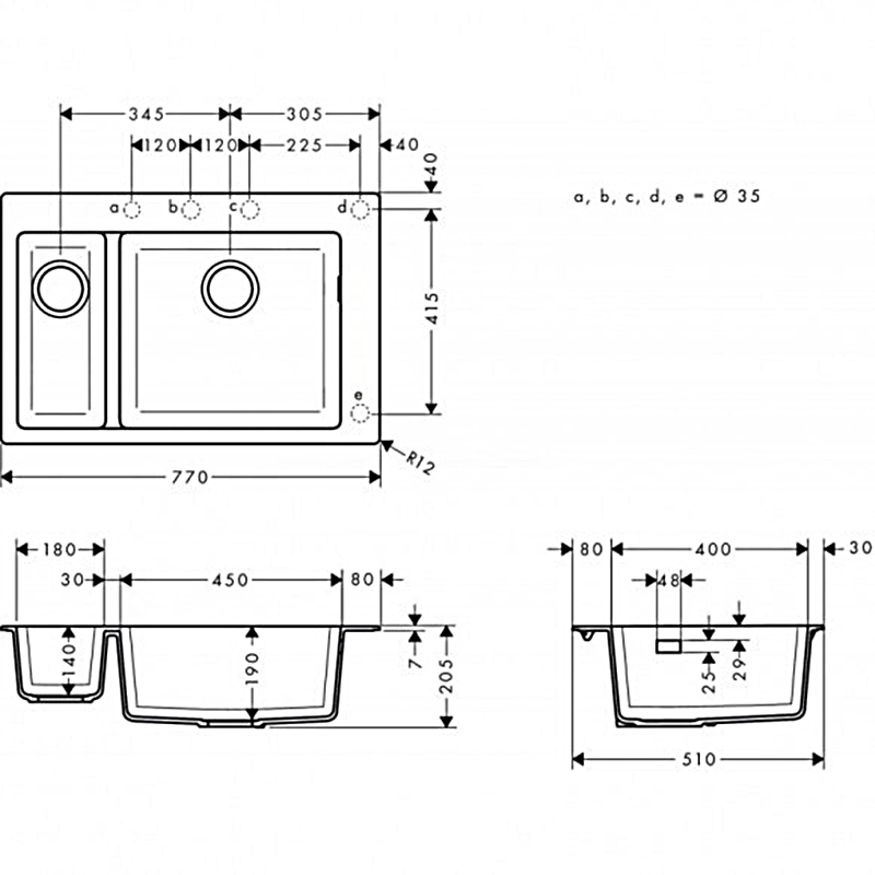 Кухонна мийка кам`яна Hansgrohe 43315170, чорна Фото - 3