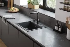 Мойка кухонная Hansgrohe S52, гранит, прямоугольник, без крыла, 550х490х190мм, чаша - 1, врезная, S520-F510, черный графит Фото - 1