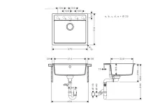 Мойка кухонная Hansgrohe S52, гранит, прямоугольник, без крыла, 550х490х190мм, чаша - 1, врезная, S520-F510, черный графит Фото - 3