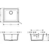 Мийка кухонна Hansgrohe S51, граніт, квадрат, без крила, 500х450х190мм, чаша - 1, врізна, S510-U450, сірий камінь Фото - 1