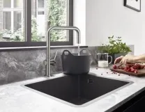 Мийка кухонна Hansgrohe S51, граніт, квадрат, без крила, 500х450х190мм, чаша - 1, врізна, S510-U450, сірий камінь Фото - 2