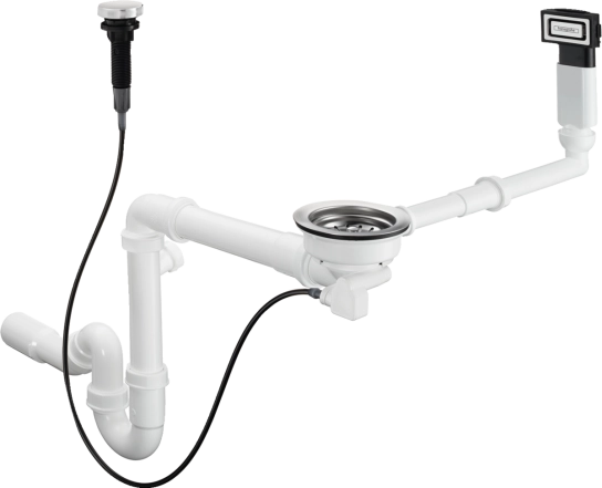 Сифон з переливом для кух. мийки Hansgrohe D16-11  з 1ю чашею, хром