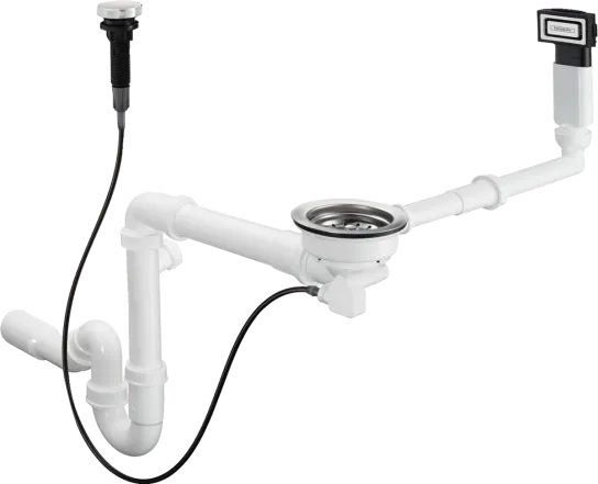 Сифон с переливом для кух. мойки Hansgrohe D16-11 с 1ю чашей, хром
