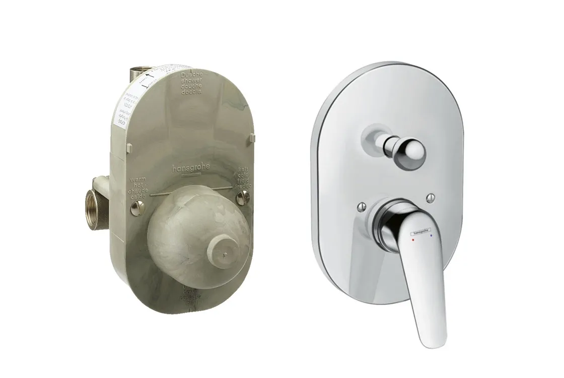 Смеситель для ванны Hansgrohe Novus 200 скрытого монтажа в комплекте с Ibox, хром (71047180)