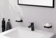 Змішувач для умивальника Hansgrohe Logis із зливним клапаном Push-Open, чорний матовий (71077670) Фото - 1