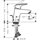 Змішувач для умивальника Hansgrohe Logis 70 LowFlow з донним клапаном, хром (71078000) Фото - 1