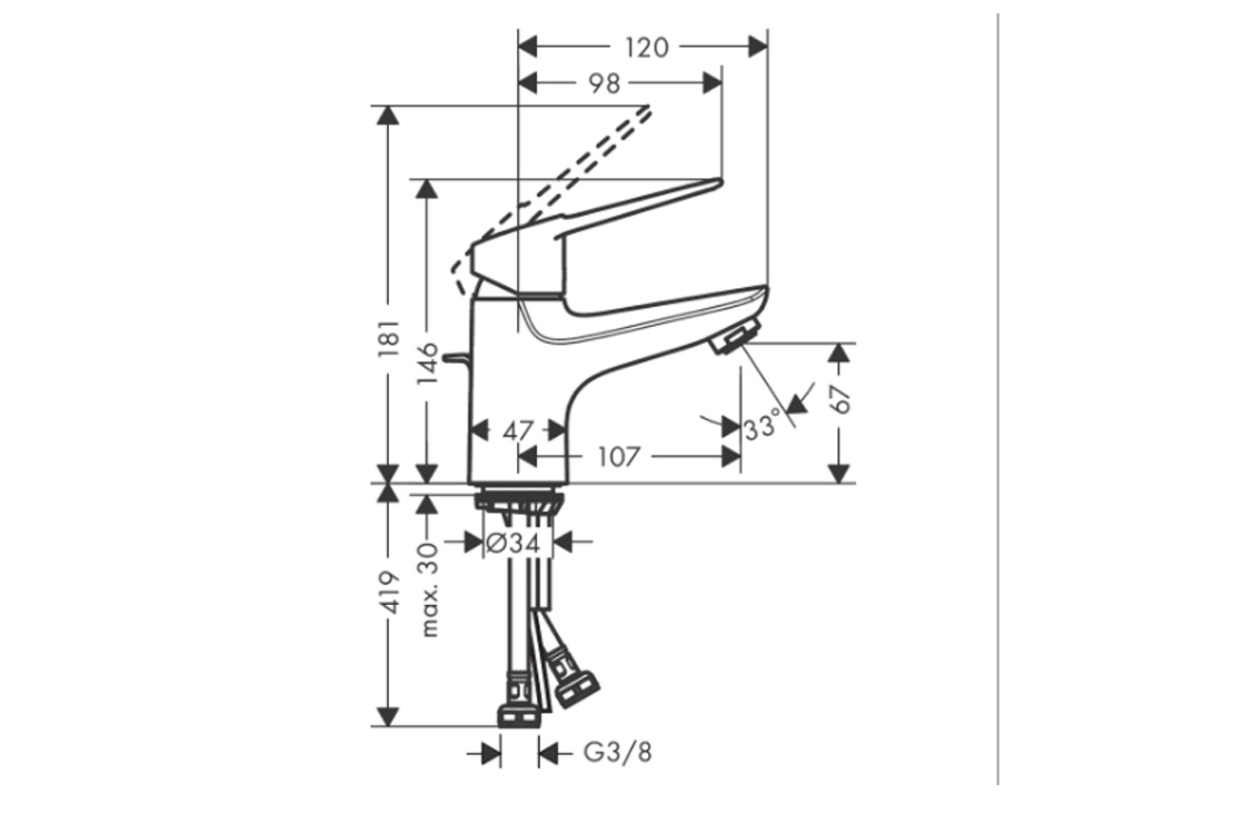 Змішувач для умивальника Hansgrohe Novus Loop 70 CoolStart, хром (71084000) Фото - 1
