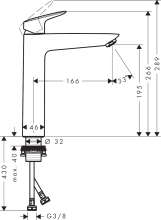 Змішувач для умивальника Hansgrohe Logis 190, хром (71091000) Фото - 1
