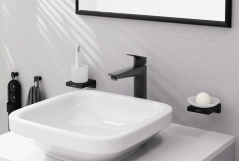 Змішувач для умивальника Hansgrohe LOGIS 190, одноважільний, чорний матовий Фото - 1