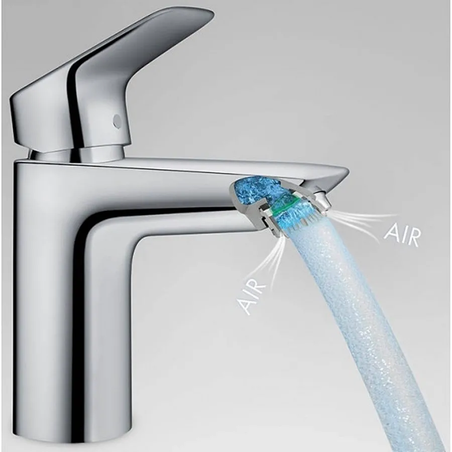 Смеситель для умывальника Hansgrohe Logis 100 LowFlow со сливным гарнитуром, хром (71104000) Фото - 2