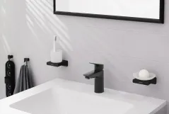 Змішувач для умивальника Hansgrohe LOGIS  100, одноважільний, з клапаном push-open, чорний матовий Фото - 1