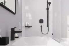 Змішувач для умивальника Hansgrohe LOGIS  100, одноважільний, з клапаном push-open, чорний матовий Фото - 2
