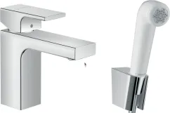 Смеситель для умывальника Hansgrohe VERNIS SHAPE 100 с гигиенической лейкой, цвет лейки - белый