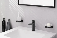 Смеситель для раковины Hansgrohe Logis со сливным набором черный матовый (71251670) Фото - 2