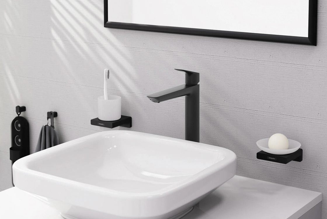 Смеситель для умывальника Hansgrohe Logis 240, однорычажный, черный матовый Фото - 2