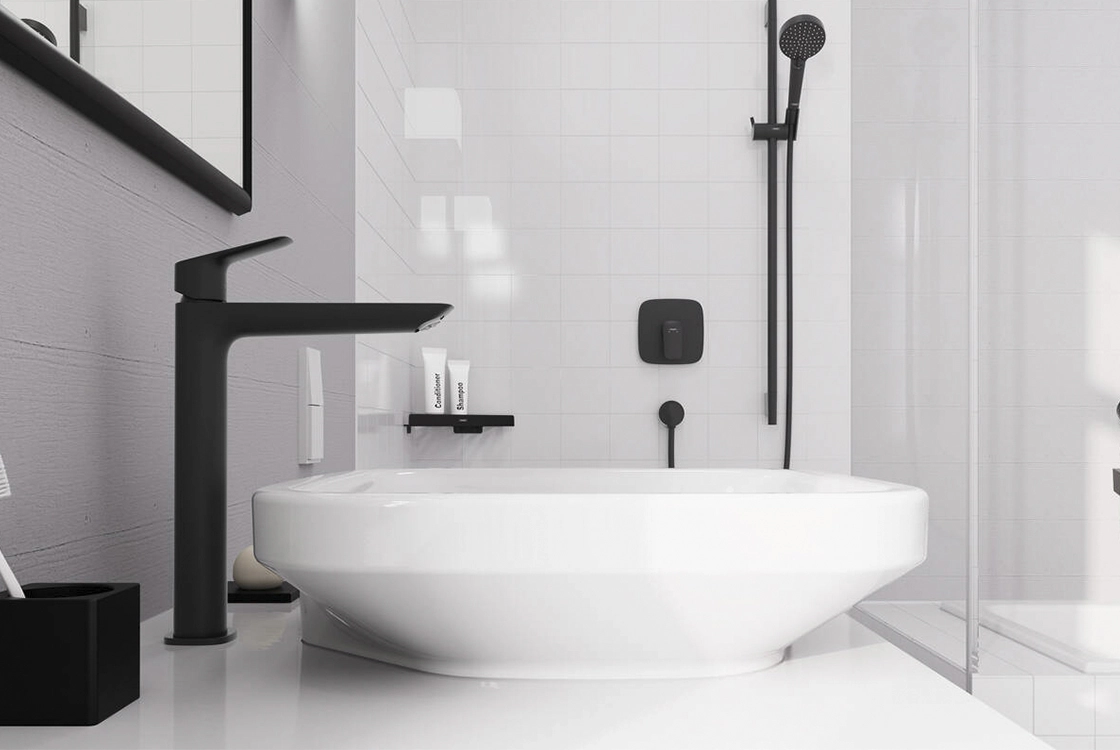 Смеситель для умывальника Hansgrohe Logis 240, однорычажный, черный матовый Фото - 3