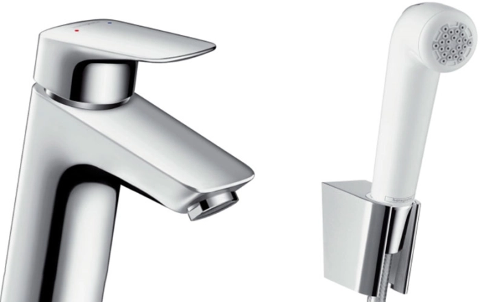 Смеситель для раковины Hansgrohe Logis, однорычажный с гигиеническим душем