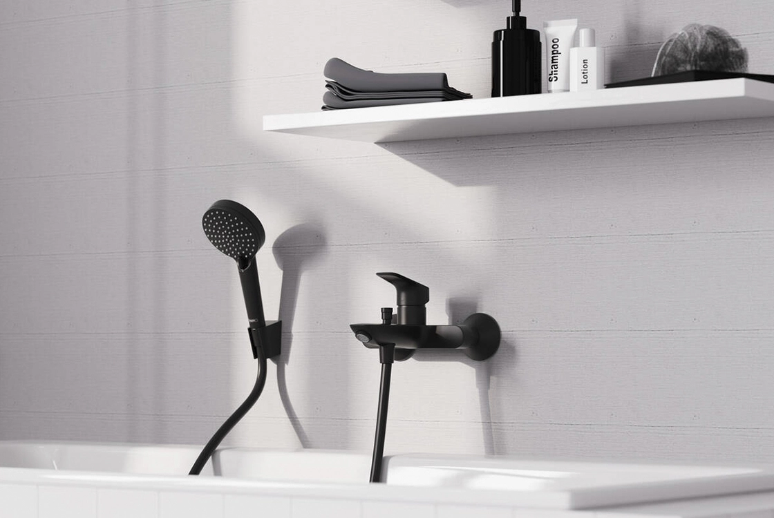 Змішувач для  ванни Hansgrohe LOGIS, одноважільний,  чорний матовий Фото - 1