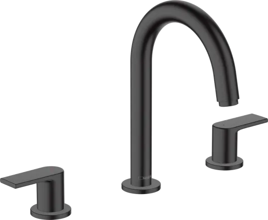 Смеситель для умывальника Hansgrohe VERNIS SHAPE на 3 отв, со сливным набором, черный матовый