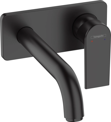 Смеситель для умывальника Hansgrohe VERNIS SHAPE, однорычажный, настенный, черный матовый