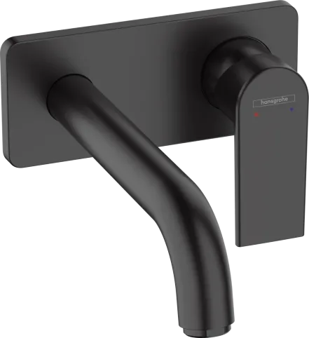 Смеситель для умывальника Hansgrohe VERNIS SHAPE, однорычажный, настенный, черный матовый