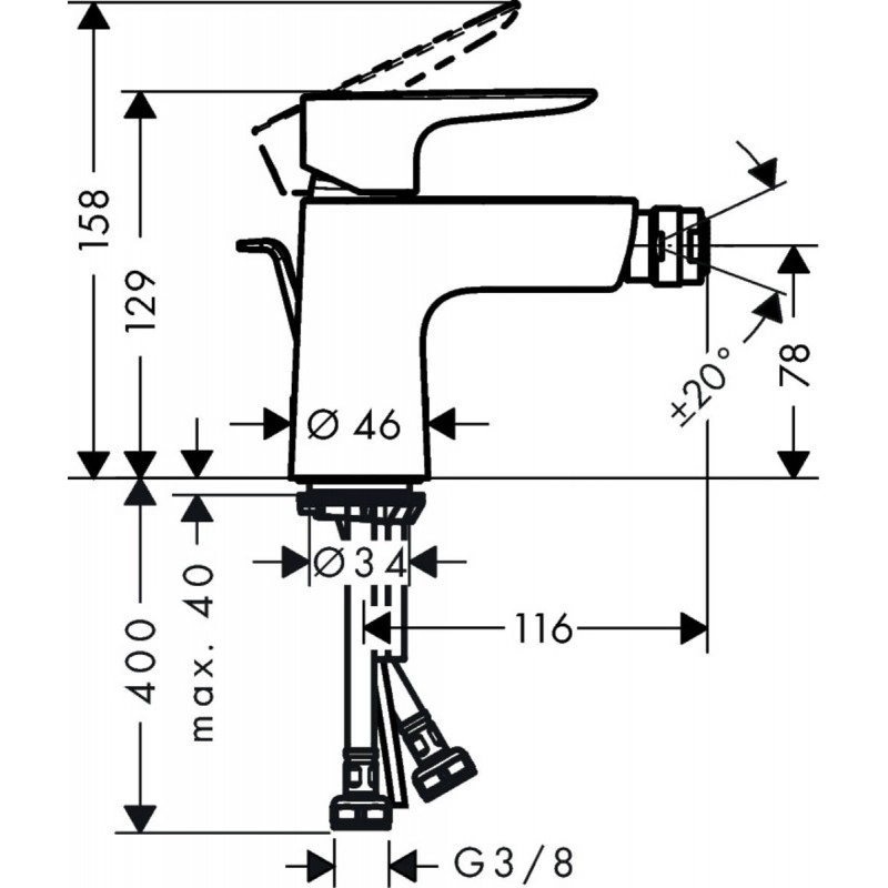 Смеситель для биде Hansgrohe Talis E с донным клапаном, бронза (71720140) Фото - 1