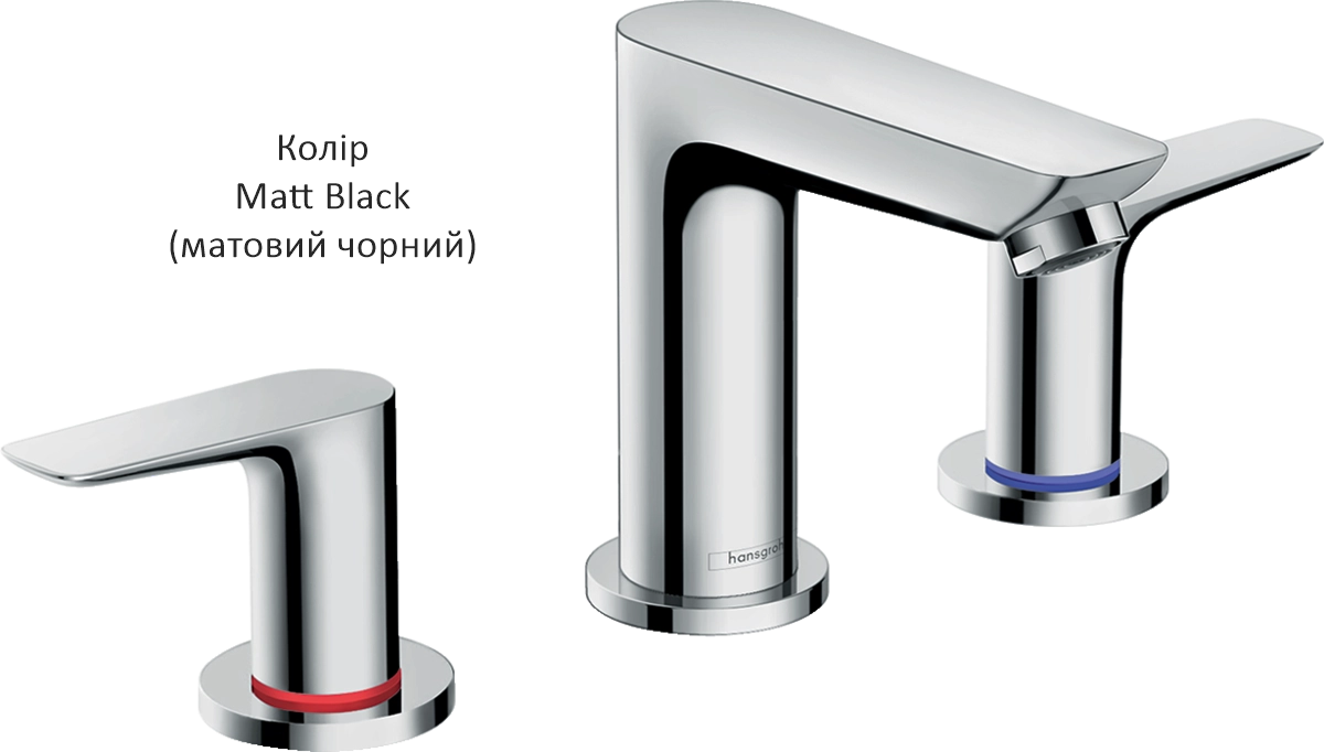 Змішувач для умивальника Hansgrohe Talis E на 3 отвори, чорний матовий (71733670) Фото - 1