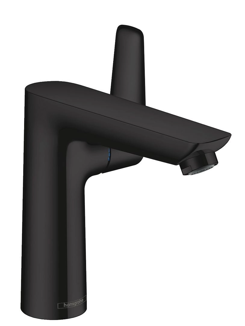 Змішувач для умивальника Hansgrohe Talis E 150, одноважiльний, зi зливним гарнiтуром, чорний матовий
