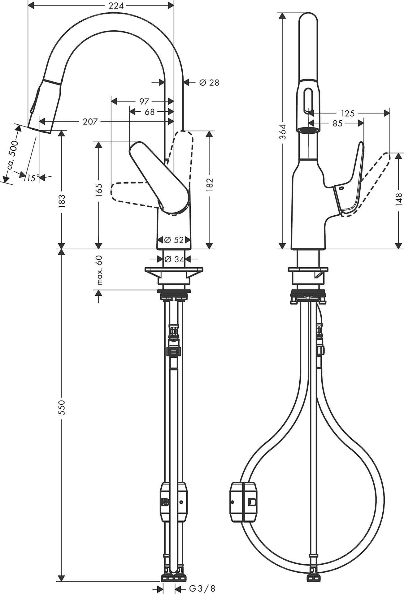 Змішувач для кухні Hansgrohe Focus M42 224мм, хром (71801000) Фото - 1