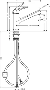  Смеситель для кухни Hansgrohe M427-H150, однорычажный, с выдвижным изливом, хром Фото - 1