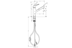 Змішувач для кухні Hansgrohe FOCUS M42 150 1jet, EcoSmart, одноважільний, з висувним виливом, хром Фото - 3