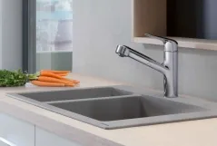 Смеситель для кухни Hansgrohe FOCUS M42 150 1jet, EcoSmart, однорычажный, с выдвижным изливом, хром Фото - 1