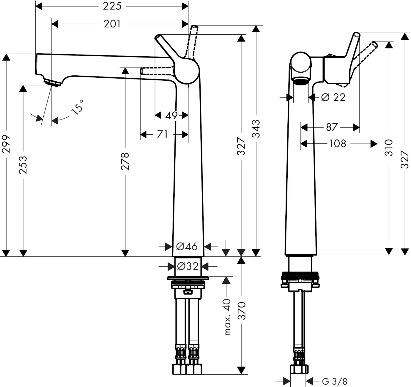 Змішувач для умивальника Hansgrohe Talis S 250 без донного клапана, хром (72116000) Фото - 1