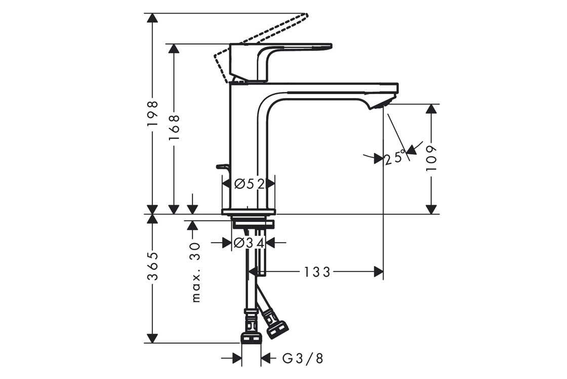 Смеситель для умывальника Hansgrohe Rebris S 110 (72517000) Фото - 1