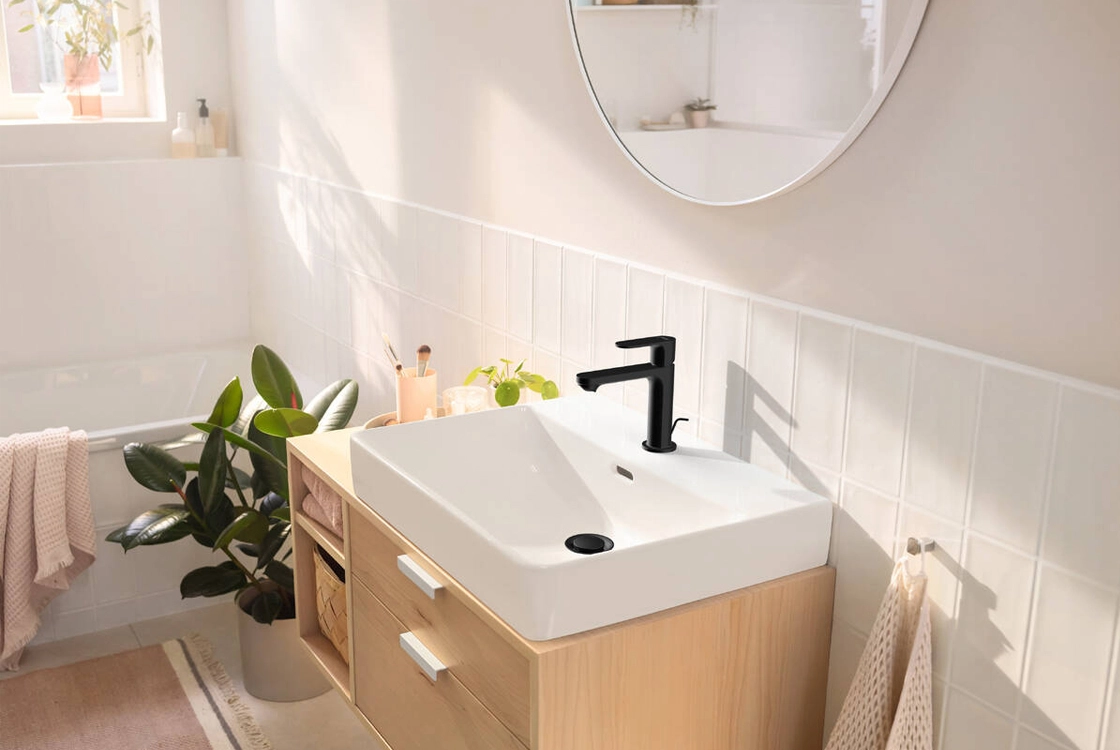 Змішувач для умивальника Hansgrohe REBRIS S 110,  чорний  матовий Фото - 2