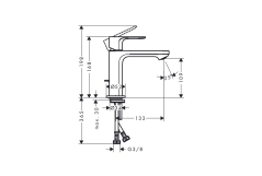 Смеситель для умывальника Hansgrohe Rebris S 110 Coolstart с металлическим донным клапаном, хром (72527000) Фото - 1