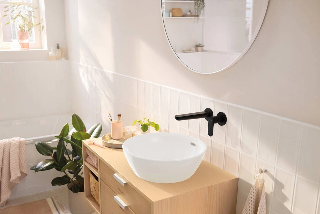 Змішувач для умивальника Hansgrohe REBRIS S на 2 отвори, чорний матовий Фото - 1