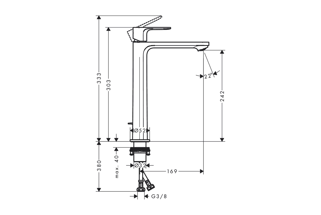 Змішувач для умивальника Hansgrohe REBRIS E 240, CoolStart Фото - 1