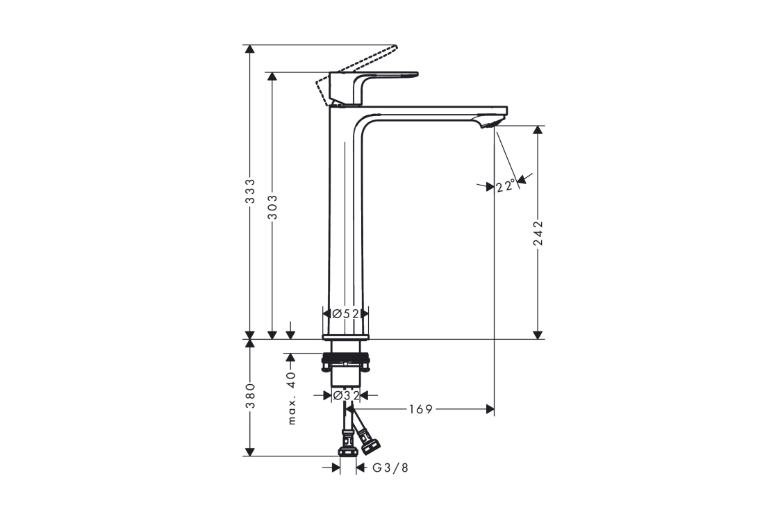 Змішувач для умивальника Hansgrohe REBRIS E 240, CoolStart, хром Фото - 1