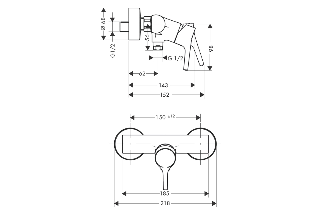 Смеситель для душа Hansgrohe TALIS S, однорычажный Фото - 1